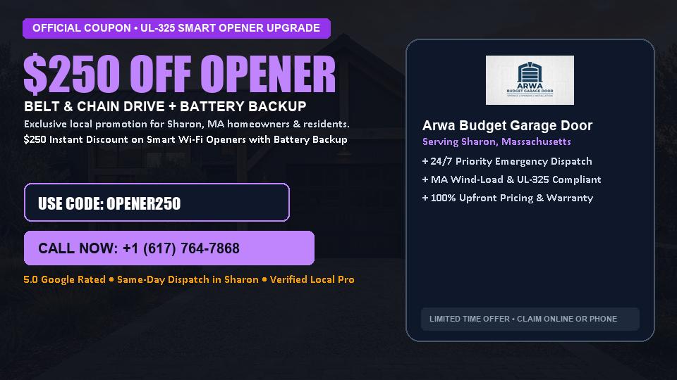 $250 OFF Smart Wi-Fi Garage Door Opener Installation in Sharon, MA - Arwa Budget Garage Door